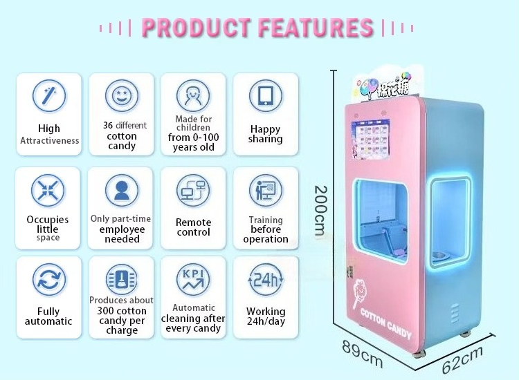 Outdoor Fully Automatic Cotton – Candy Vending Machine Bewertung und Preis