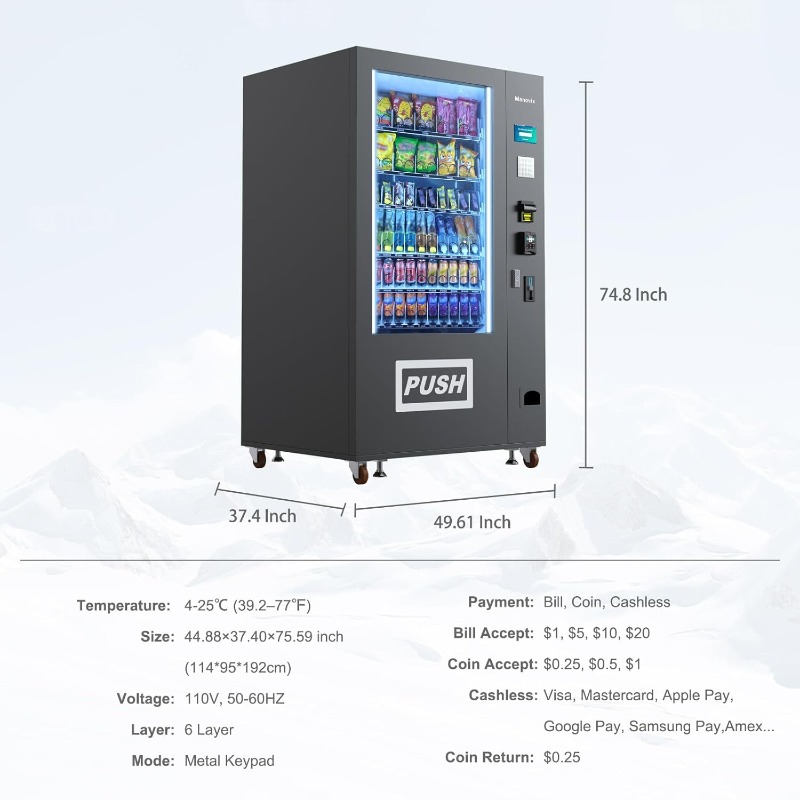 Customized Large 60 Slots Snac – Bill Acceptor Vending Bewertung und Preis